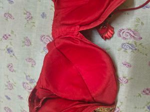 Red Bridal Designer Blouse with Golden Embroidery