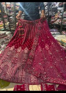 Elegant Red Velvet Lehenga Choli