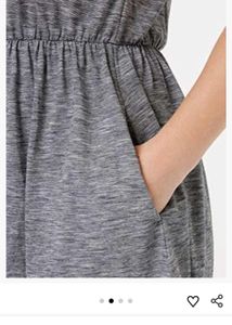 Casual Grey Knit Dress with Pockets