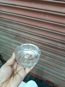 Vintage Glass Ashtray with Cigar