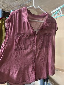 Sleeveless Button-Up Shirt