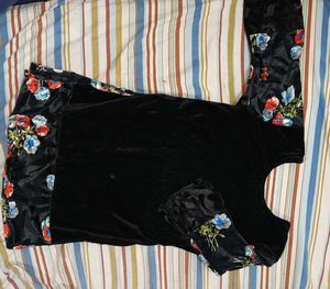 Black Velvet Kurta Set with Floral Print soft look
