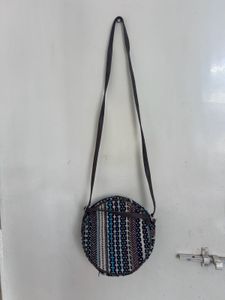 Striped Round Crossbody Bag