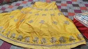 Stunning Yellow Embroidered Lehenga Skirt