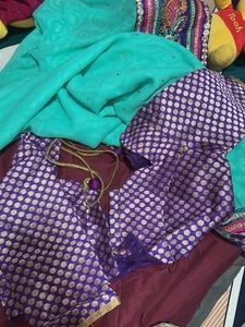 Beautiful Teal Saree with Embellished Border