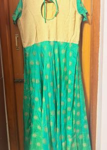 Beautiful Green &amp; Gold Anarkali Gown