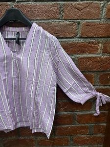 Striped Tie-Sleeve Top