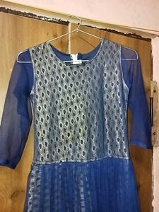Blue & Cream Long Frock