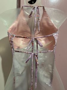 Sparkling baby pink party Halter Neck Top