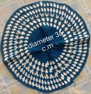 Crocheted Teal & white colour crochet work woollen