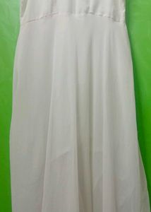 White Embroidered Floral sleeveless gown with shru