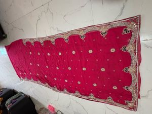 Stunning Pink pearl work Embroidered Saree