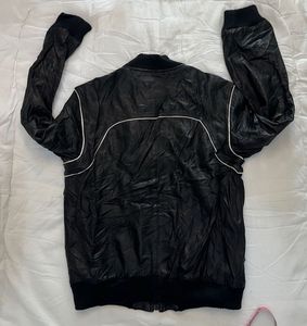 Men's Black Leather Bomber Jacket