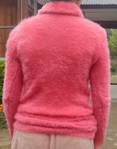 New Cozy Pink Fuzzy Turtleneck Sweater
