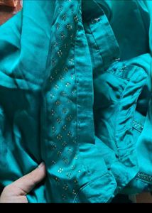 🦚Teal Kurta with Embellishments