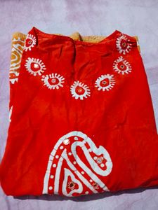Vibrant Orange Kurta with Paisley Print
