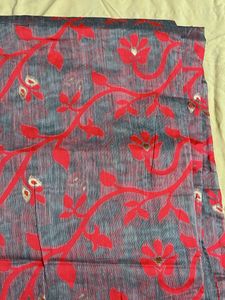 Falls done Elegant Grey &amp; Pink Floral Saree