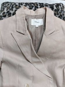 Women's Beige Double-Breasted Blazer