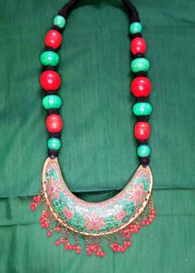 Turquoise Green And Red Necklace. Chandra Haar.