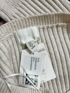 Cream Ribbed Knit Mini Dress