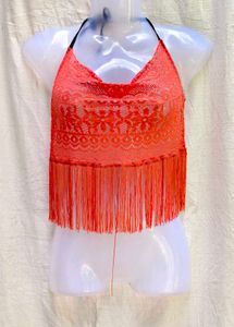 I. Stunning Lace Crop Top with Tassels