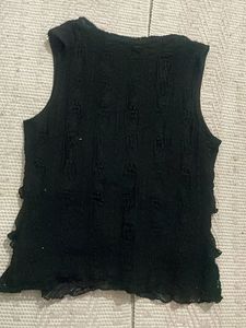 Black Ruffle Tiered Sleeveless Top
