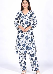 Blue Floral Print Kurta