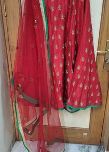 Red Lengha With Duppata