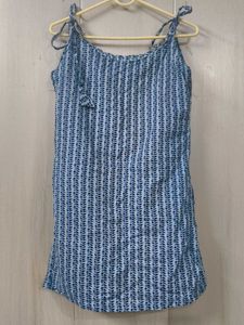 Blue Printed Cotton Kurta