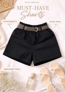 Chic Black Belted Shorts