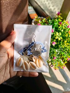 combo of 7 Boho Shell &amp; Fabric Earrings