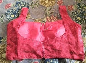 💥 Red Sleeveless Sequins Blouse