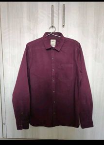 Burgundy Casual Button-Down Shirt