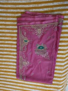 Embroidered Silk Blend Saree