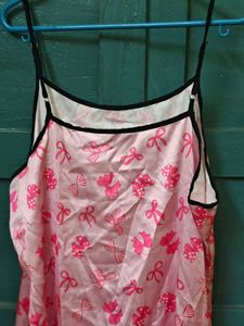 Pink Satin Cami Dress with Bows (Shein)