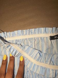 Blue Striped Smocked Tube Top