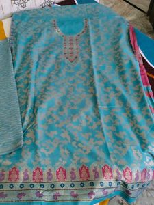 Elegant Teal Kurta Set with Intricate Border