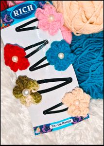Handmade Crochet Flower Hair Clips