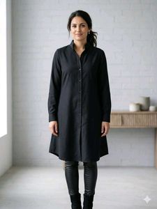 Elegant Black Button-Up Tunic Dress