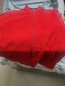 Cozy Red Fleece Zip-Up Sweater