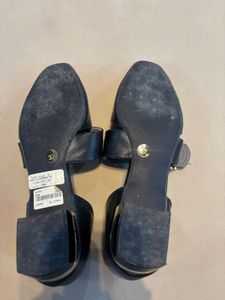 Black Square-Toe Mary Jane Block Heels