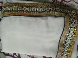 White Trending Designer Border Saree