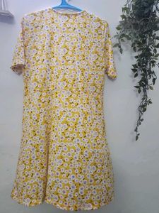 Yellow &amp; White Wrap Dress