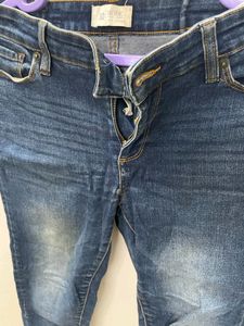 Dark Blue Mid Waist Denim Jeans