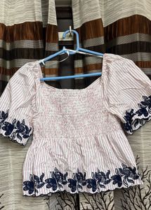 ||NEVER BEEN WORN|| ONLY Striped Embroidered Top