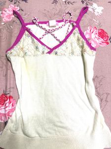 Cream Lace Trim Camisole Top
