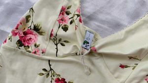 NEWME Cream Floral Spaghetti Straps Dress