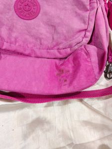 Pink Kipling Crossbody Bag with Monkey Charm