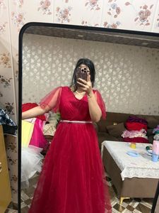 Elegant Red Tulle Evening Gown❤️🎀🦋