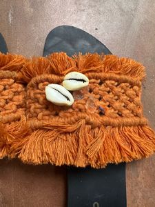 Boho Chic Cowrie Shell Fringe Slides - Imported